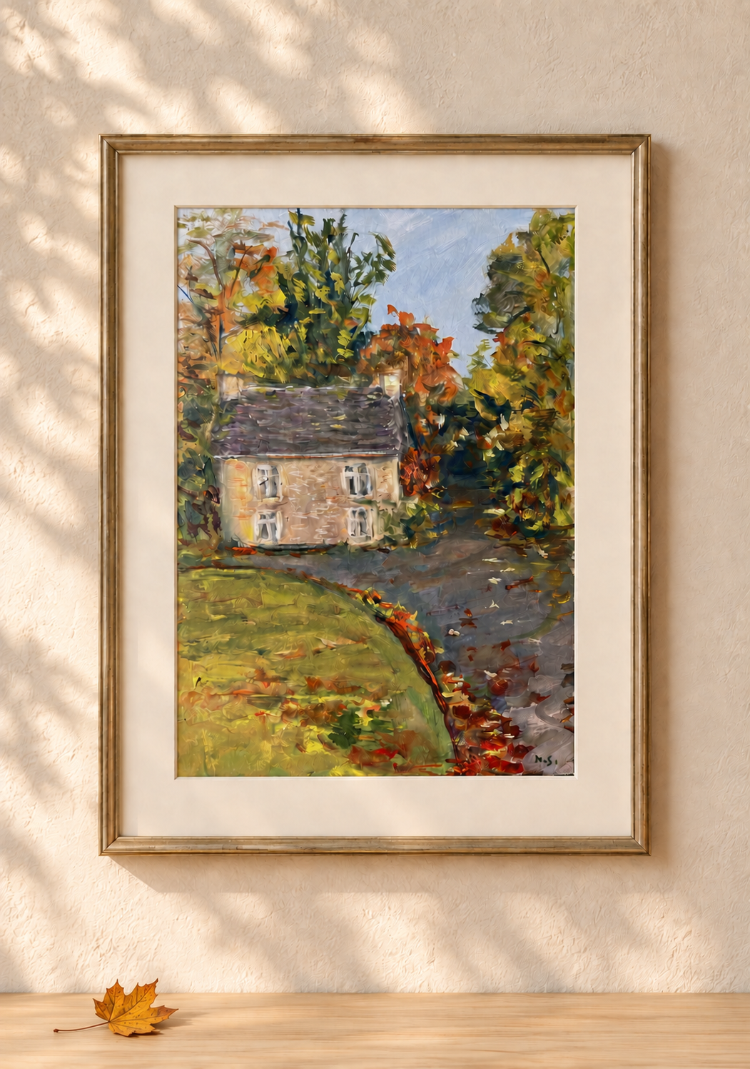 Interior visualisation of Autumn in the English Countryside by Marina Stognieva in a frame
